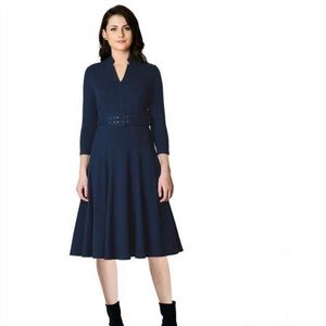 Eshakti belted navy cotton dress (custom size)